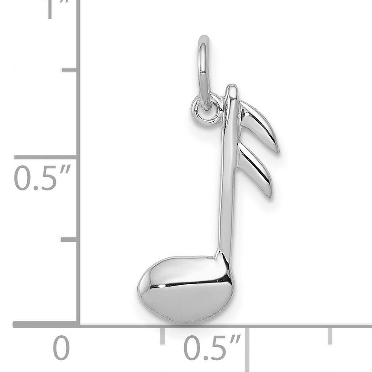 10k White Gold Musical Note Pendant Charm, Polished Eighth Note Jewelry for Music Lovers