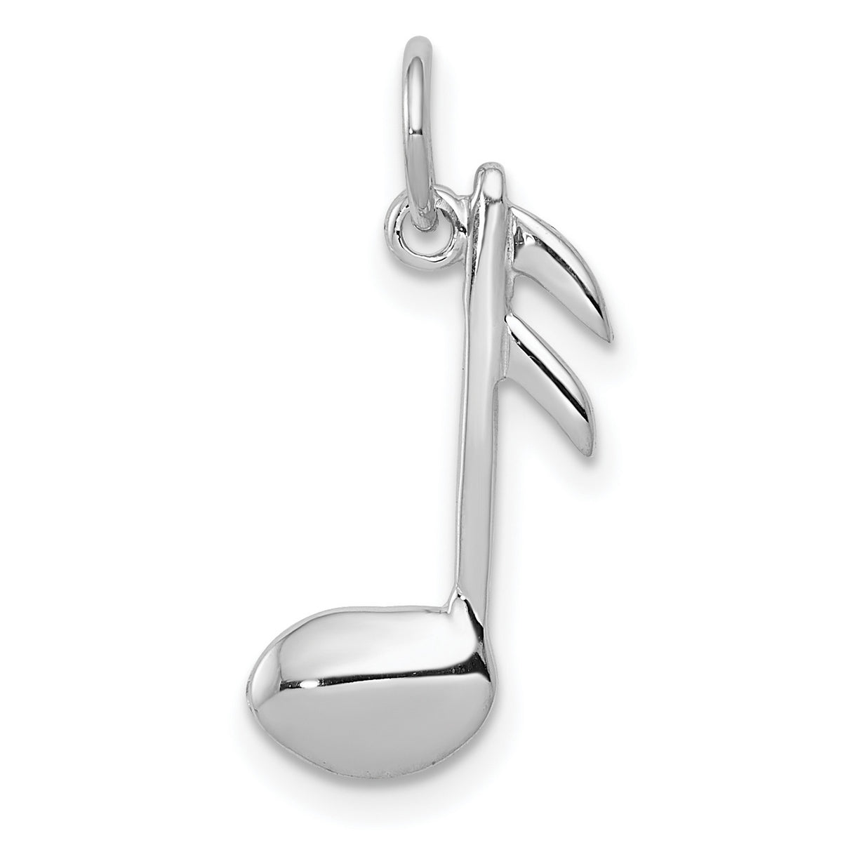 10k White Gold Musical Note Pendant Charm, Polished Eighth Note Jewelry for Music Lovers