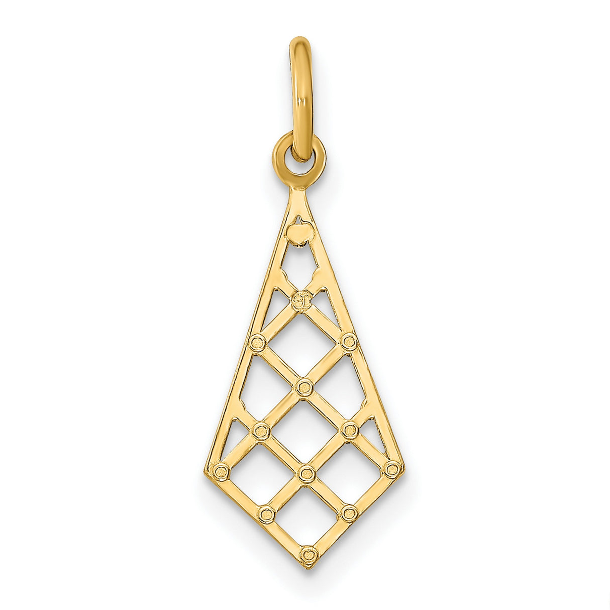 10k Multi-Tone Gold Pendant, Diamond Shape Open Lattice Design, Geometric Charm for Women