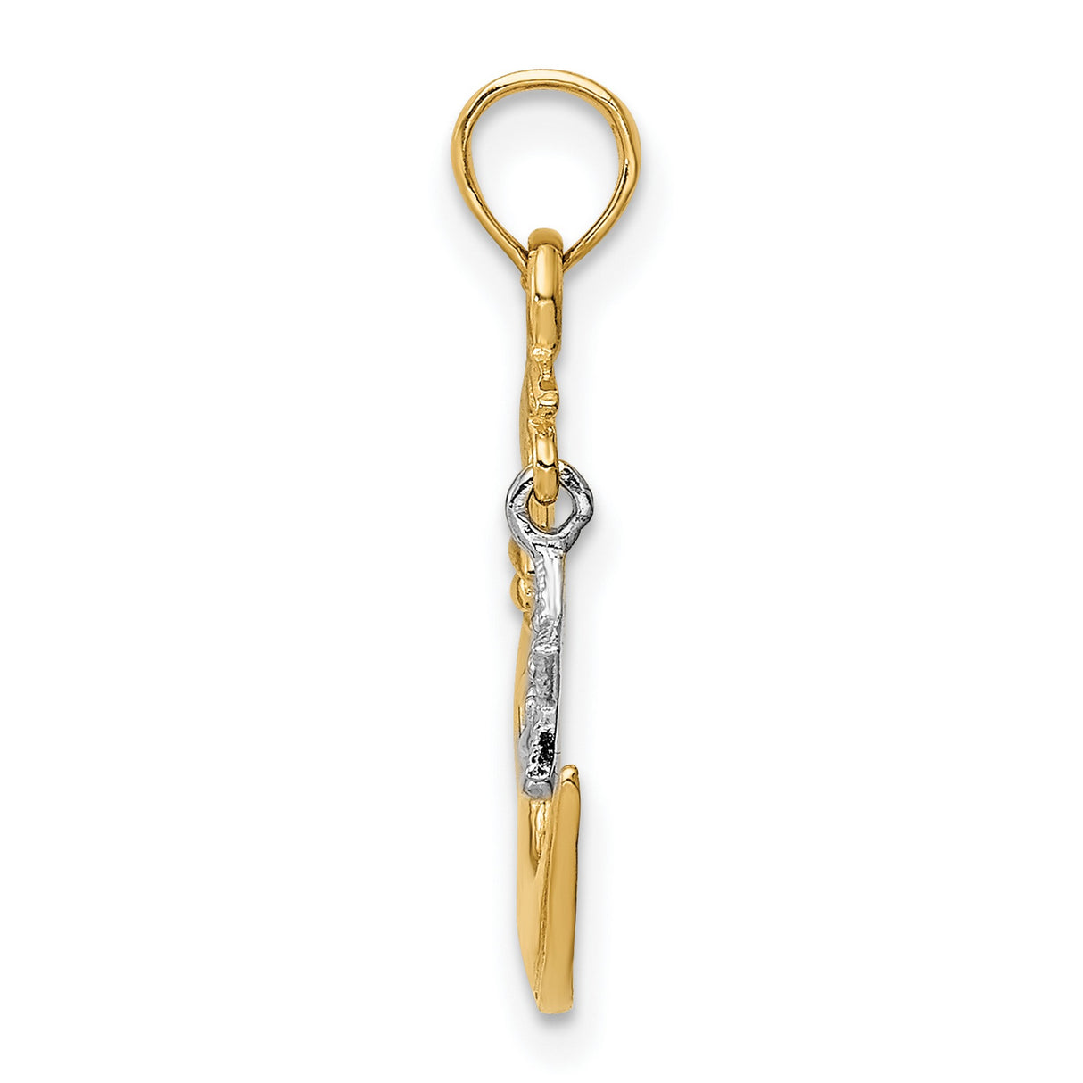 10k Two-Tone Gold Crescent Moon Pendant with Diamond-Cut Silver Star, Celestial Design