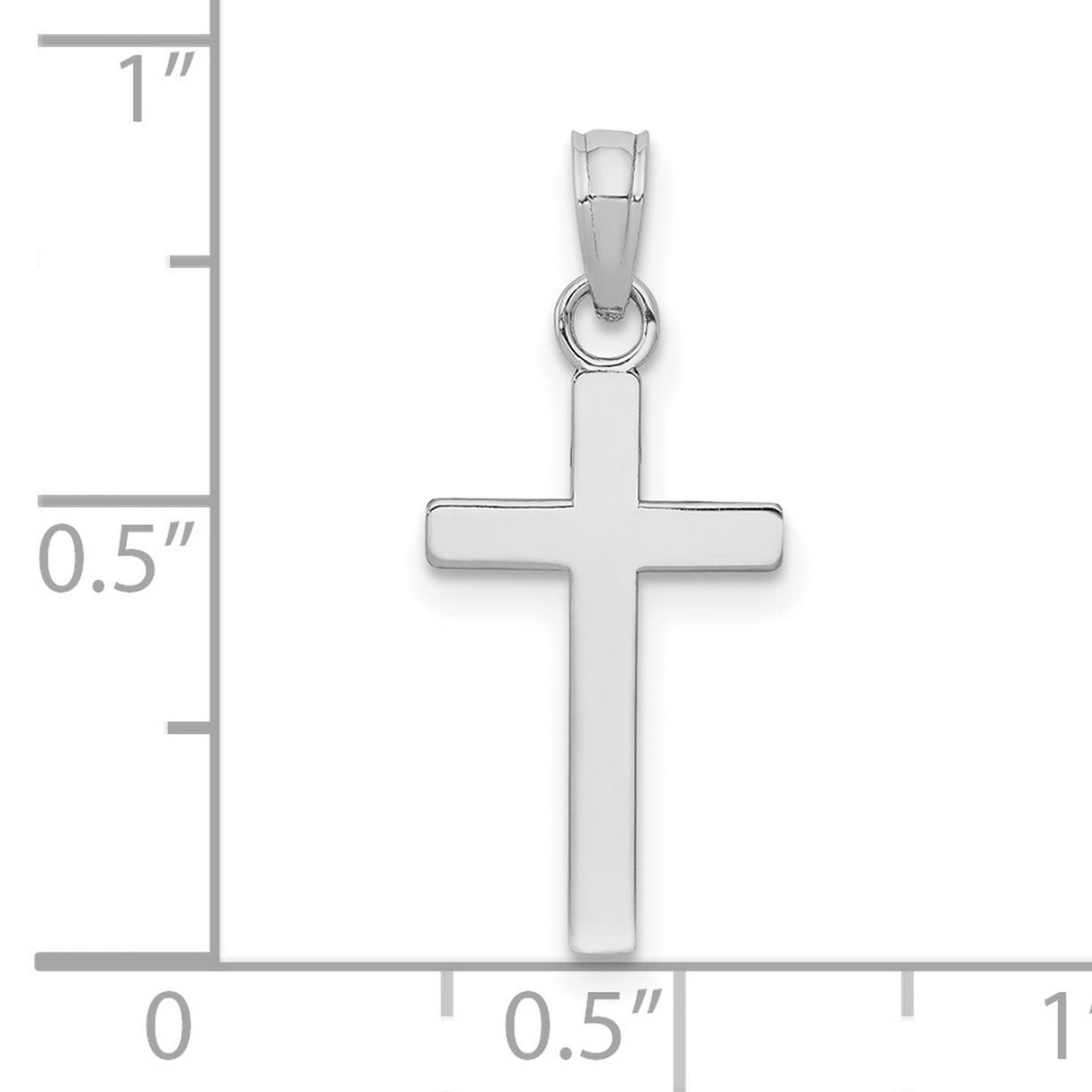 10k White Gold Cross Pendant with Polished Modern Design and Smooth Edges