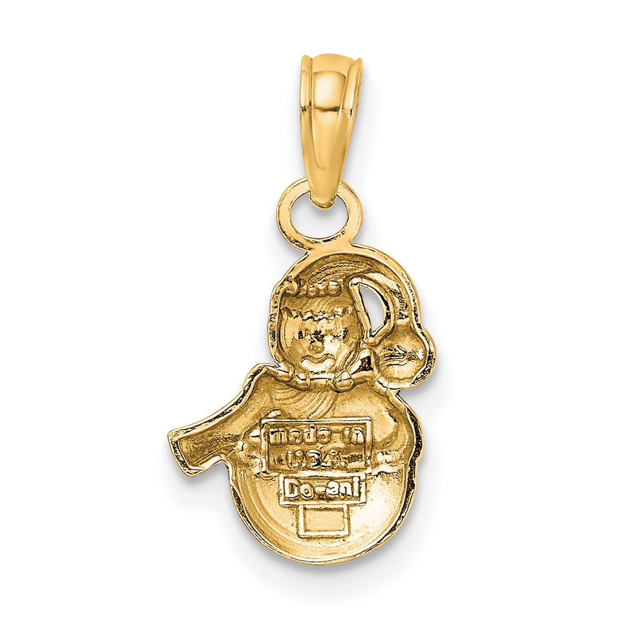 10k Yellow Gold Snowman Pendant with Scarf and Santa Hat, Christmas Holiday Charm