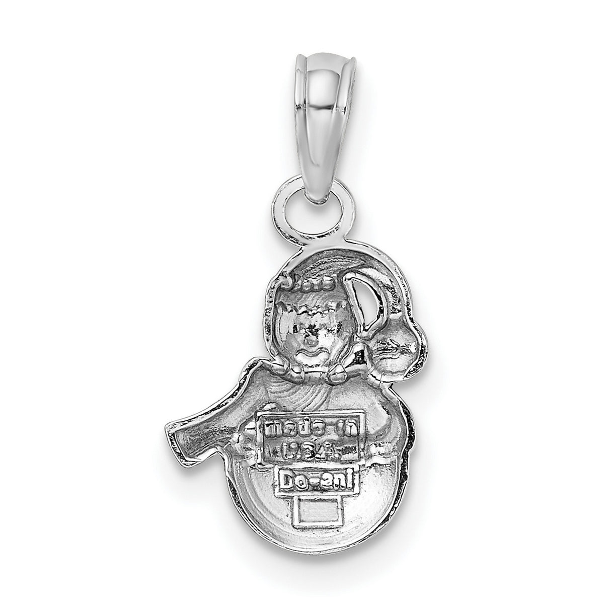 10k White Gold Snowman Pendant with Santa Hat and Scarf, Festive Holiday Charm