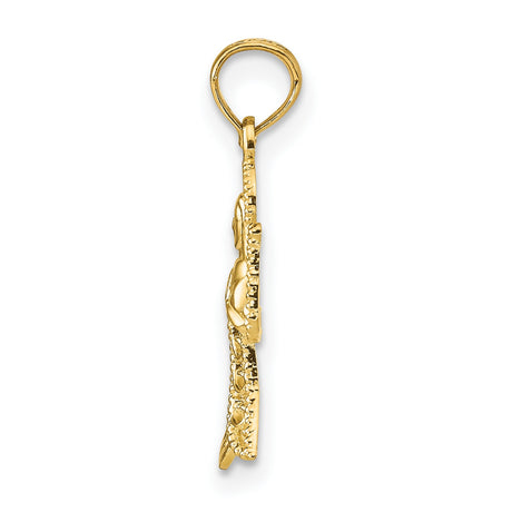 10k Yellow Gold Angel Pendant with Openwork Design and Praying Figure