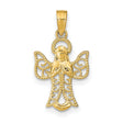10k Yellow Gold Angel Pendant with Openwork Design and Praying Figure