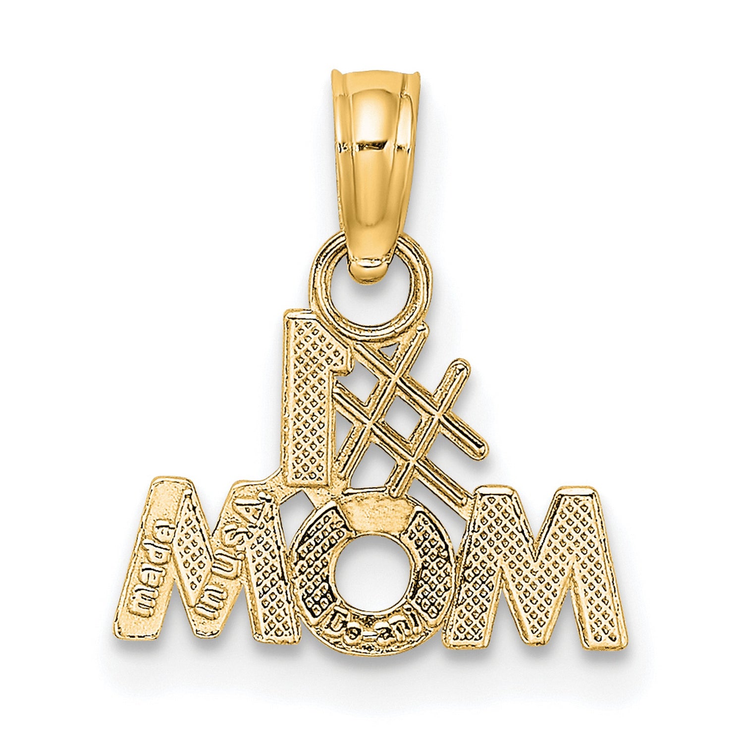 10k Yellow Gold Pendant, Number One Mom Design, Sentimental for Mothers