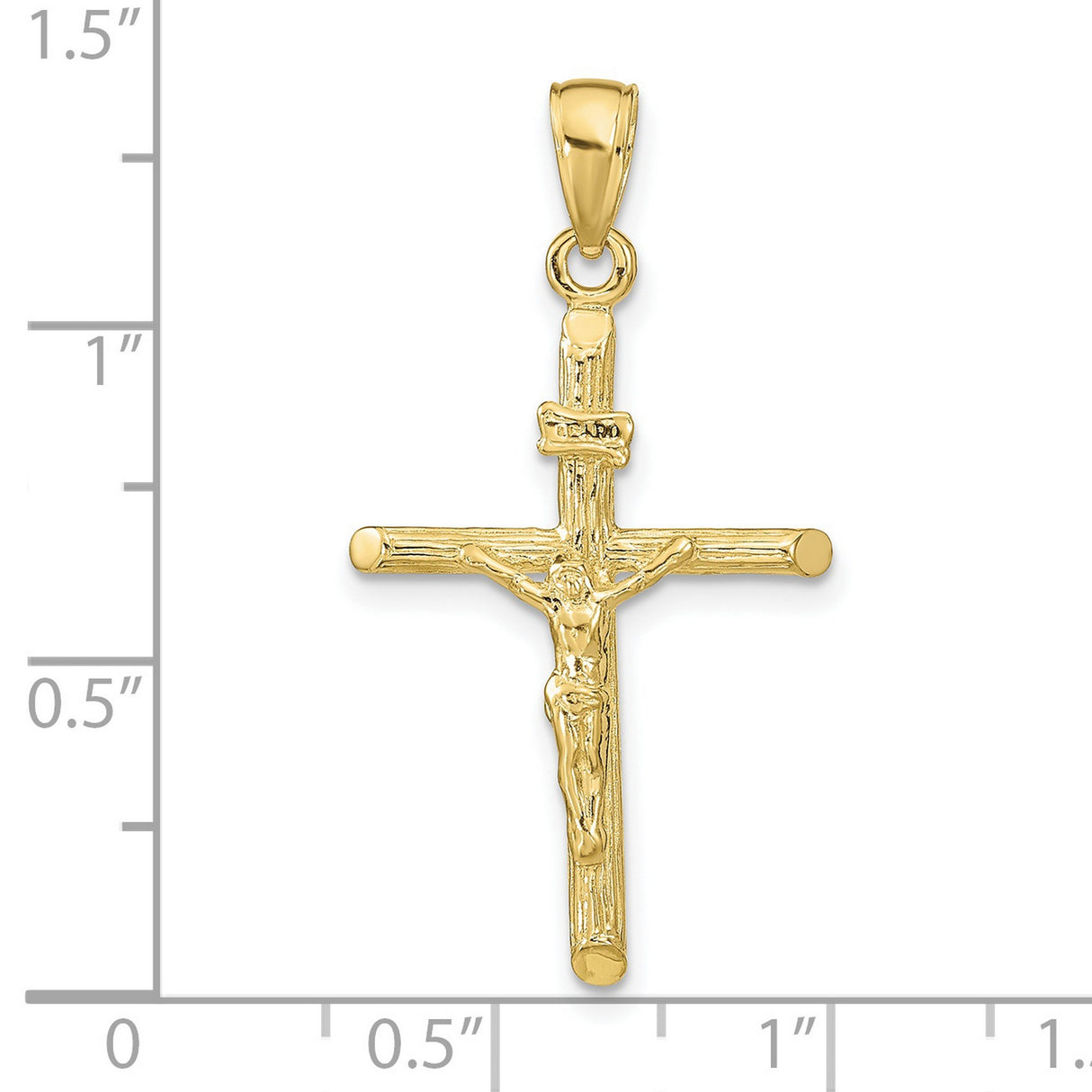 10k Yellow Gold Crucifix Cross Pendant Featuring Jesus and INRI for Men and Women