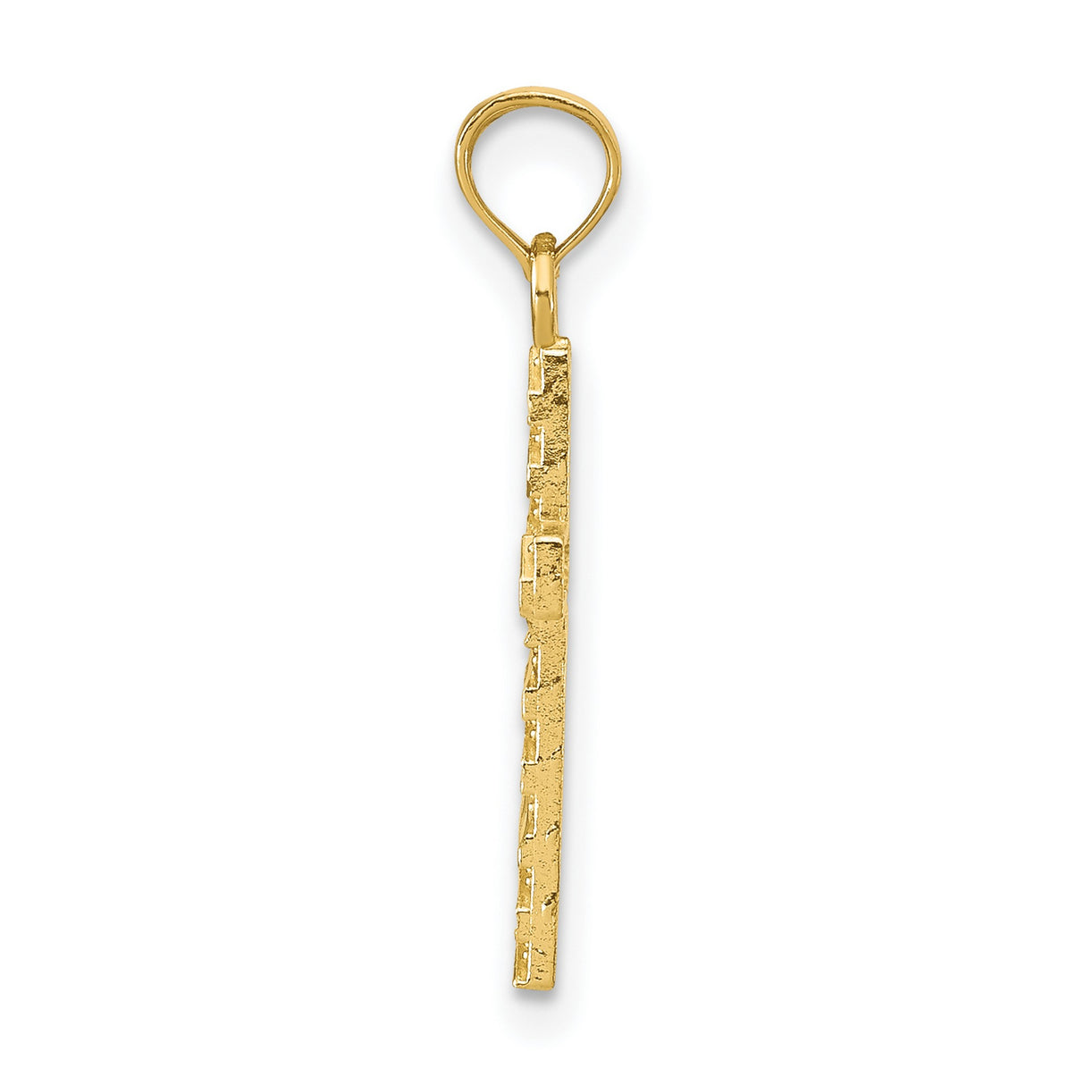 10k Yellow Gold Cross Pendant with Textured Dimensional Detail, Unisex Religious Jewelry