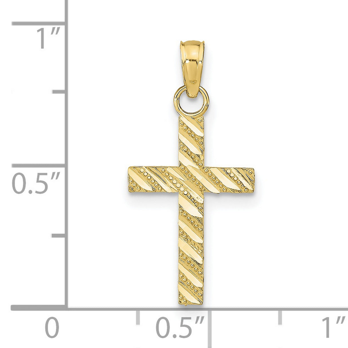10k Yellow Gold Cross Pendant with Textured Dimensional Detail, Unisex Religious Jewelry