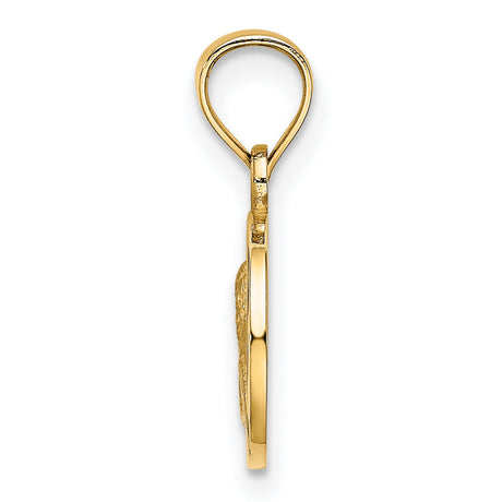 10k Yellow Gold Angel Pendant with Cherub Guardian Design, Religious Medallion Charm for Women