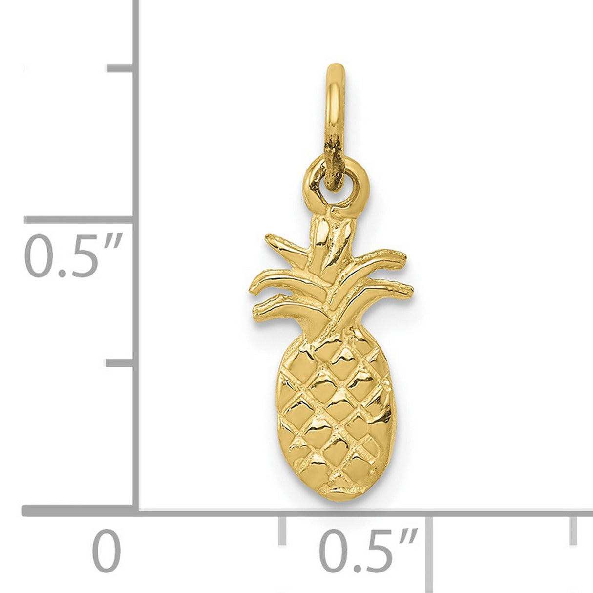 10k Yellow Gold Pineapple Pendant Charm with Tropical Fruit Design