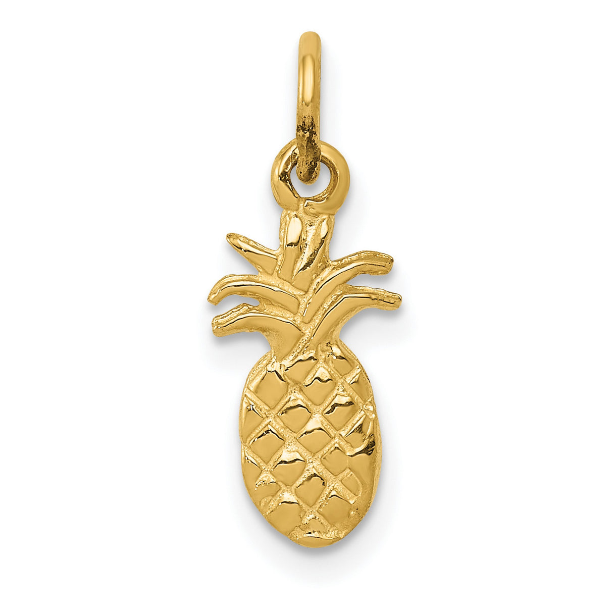 10k Yellow Gold Pineapple Pendant Charm with Tropical Fruit Design