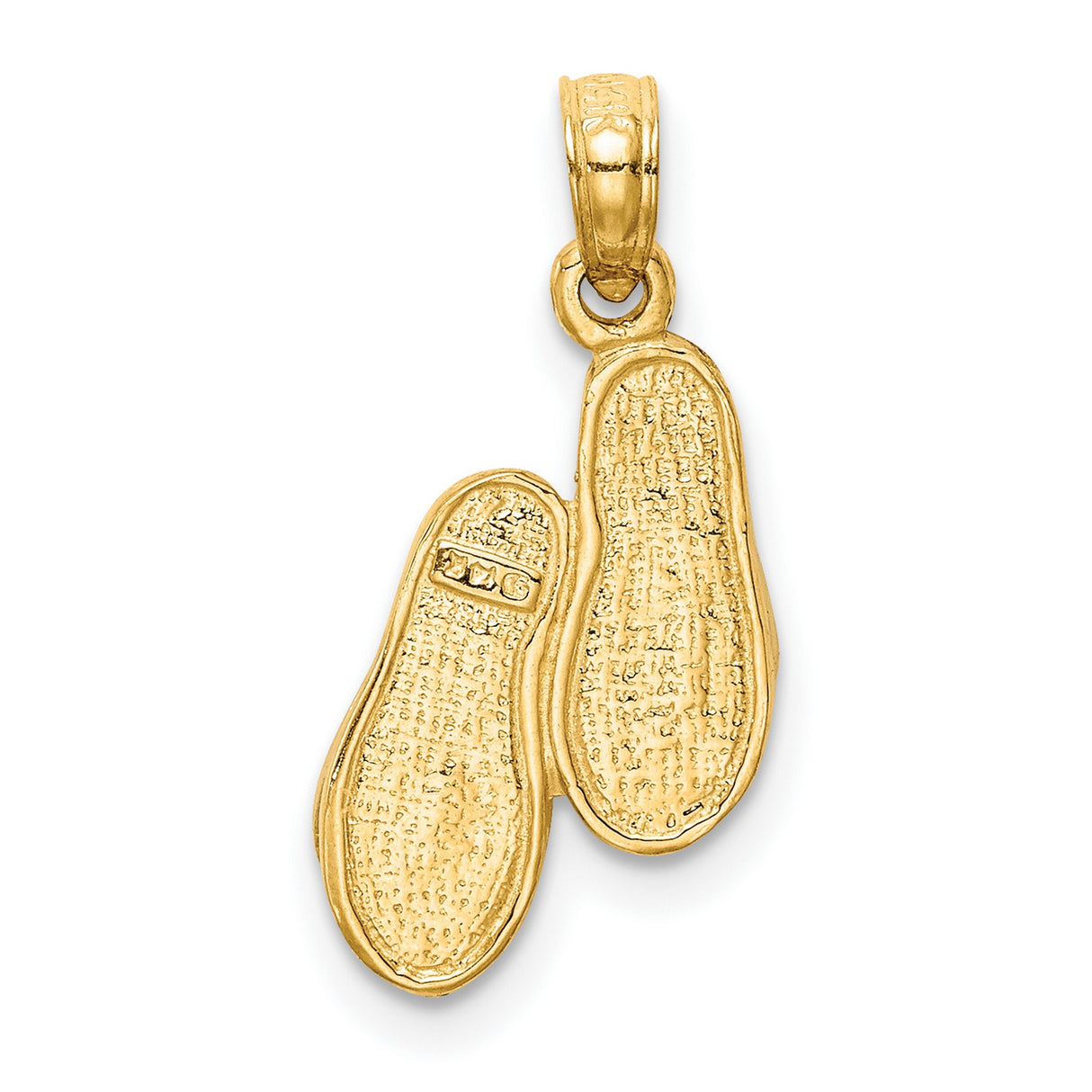 Solid Polished Sandals Charm Pendant in Real 10k Multi-Tone Gold