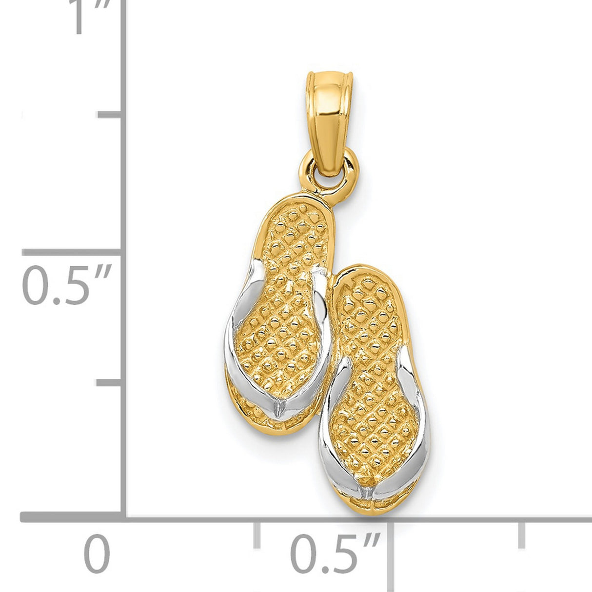 Solid Polished Sandals Charm Pendant in Real 10k Multi-Tone Gold