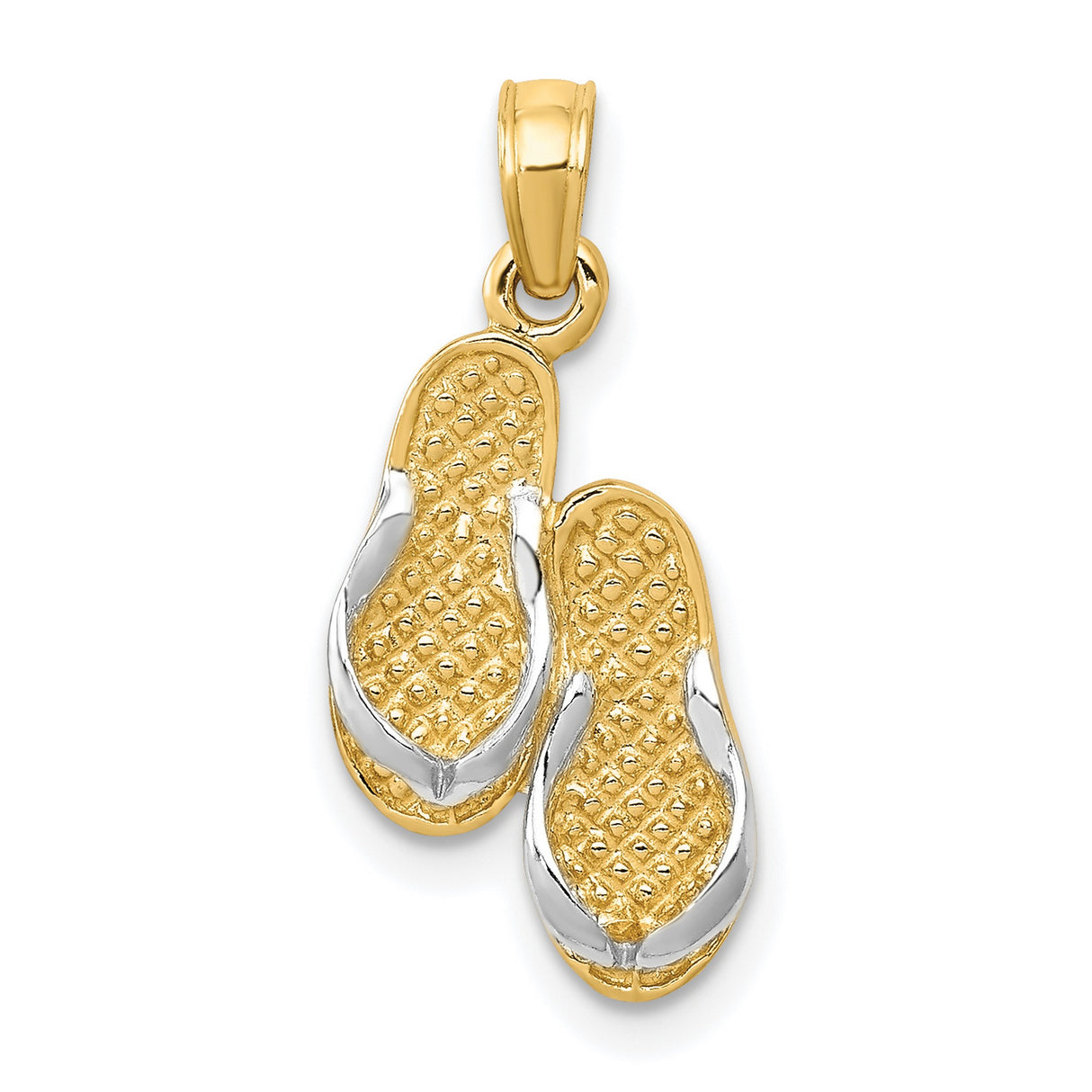Solid Polished Sandals Charm Pendant in Real 10k Multi-Tone Gold