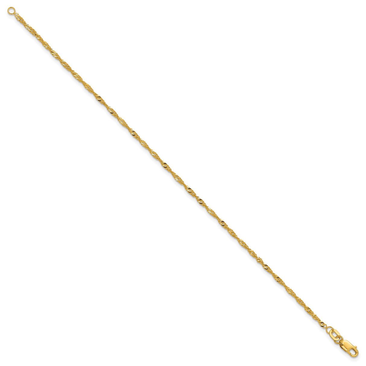 10K Yellow Gold 1.7 mm Singapore Chain Bracelet, Polished