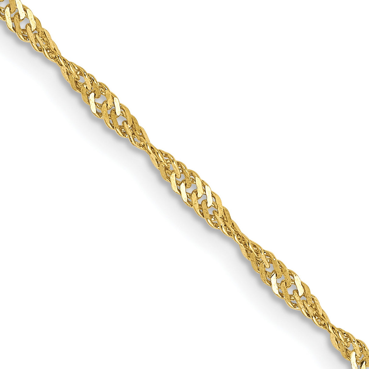 10K Yellow Gold 1.7 mm Singapore Chain Necklace, Polished detail view