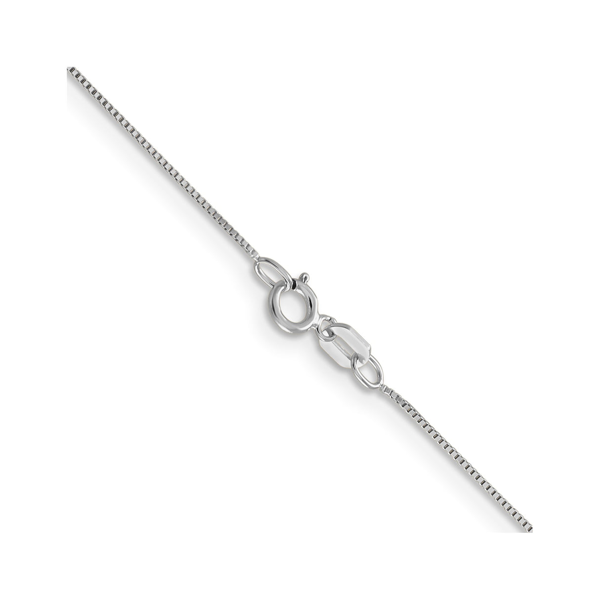 10K White Gold 0.5 mm Box Chain Necklace, Polished alternate angle