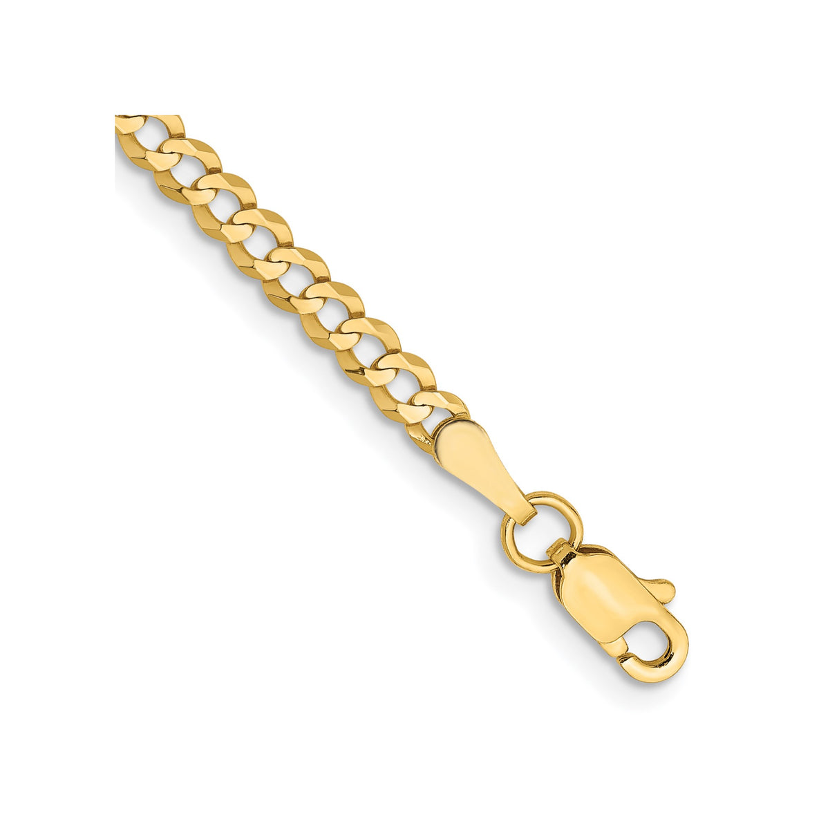 10K Yellow Gold 3.1 mm Polished Chain Bracelet, Solid