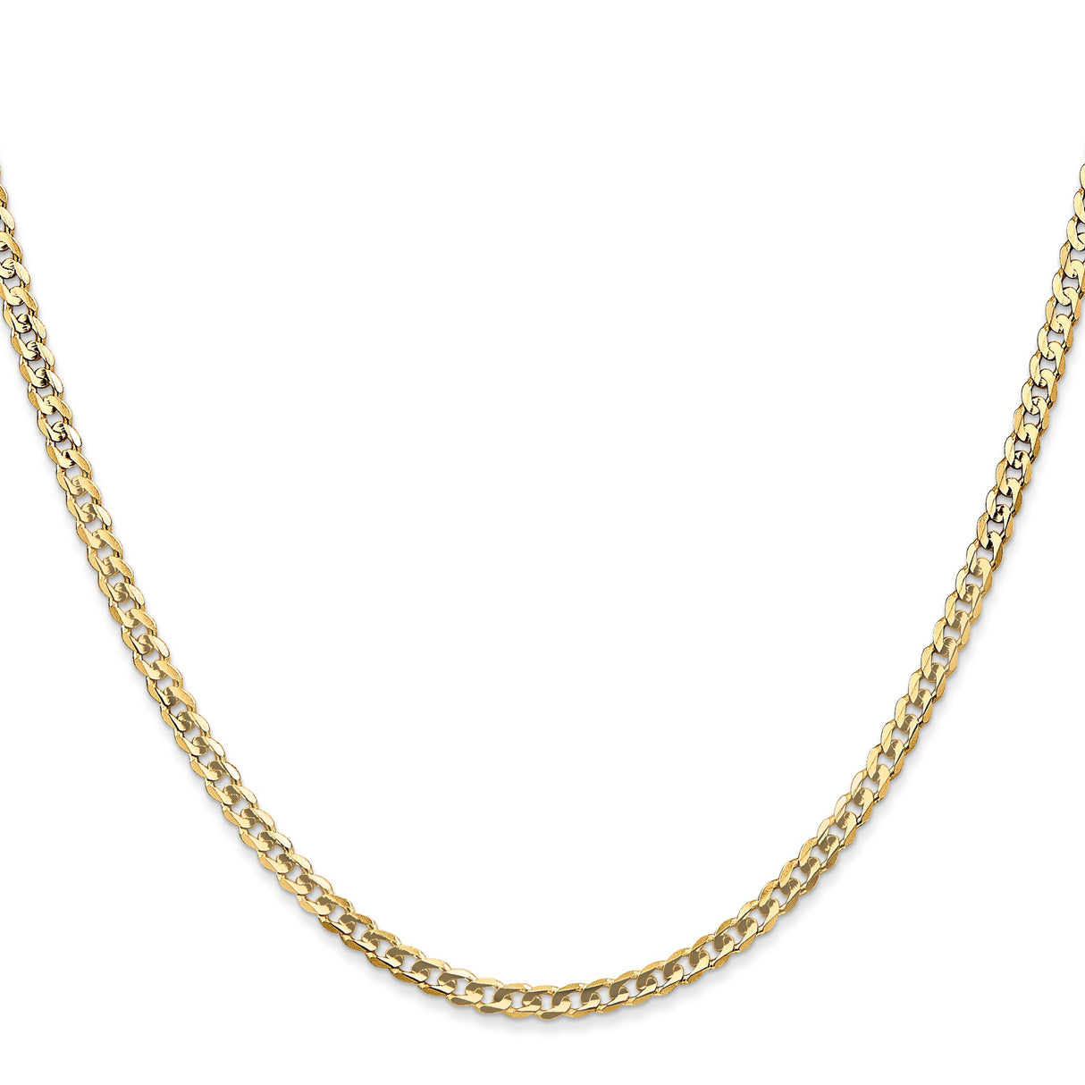 10K Yellow Gold 3 mm Curb Chain Necklace, Polished