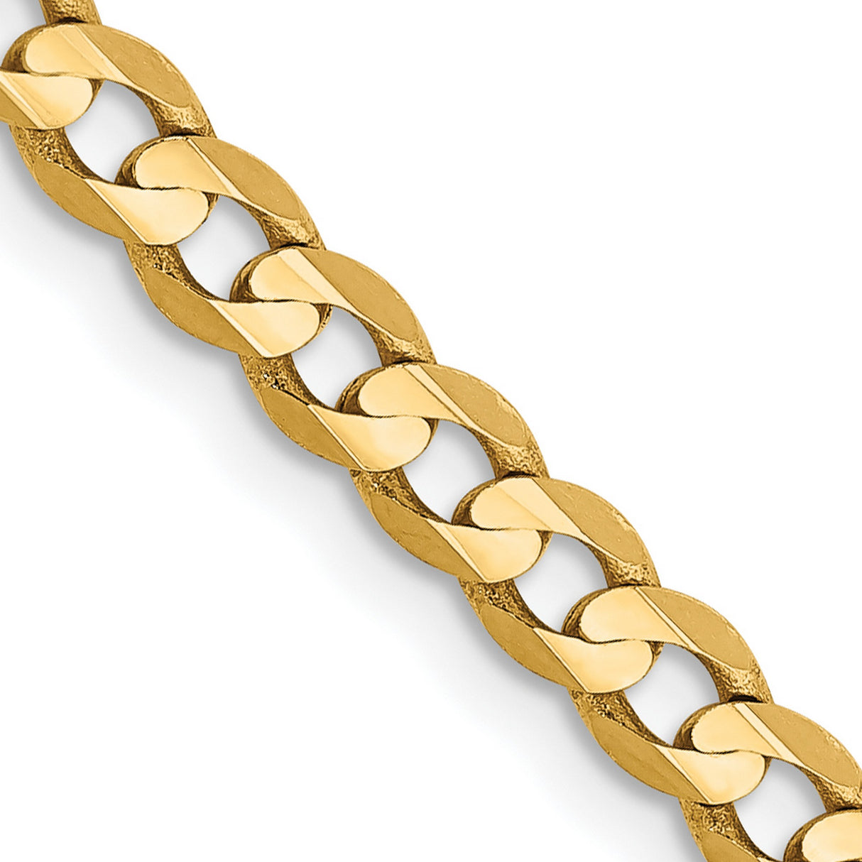 10K Yellow Gold 3.8 mm Curb Chain Necklace, Polished detail view