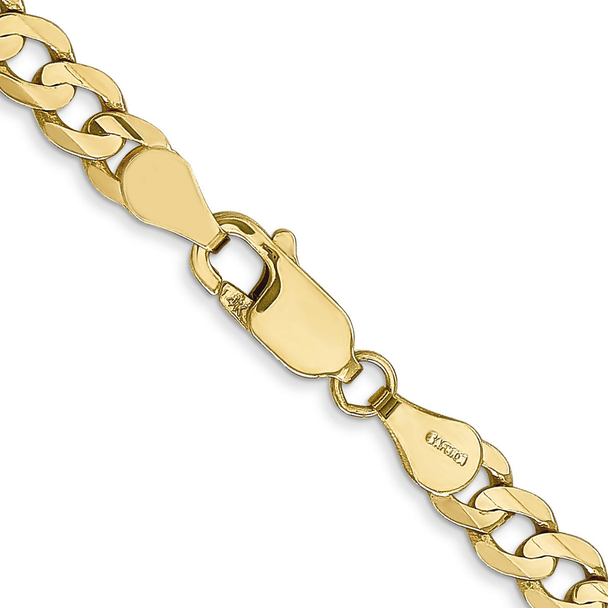 10K Yellow Gold 4.5 mm Curb Chain Necklace, Polished alternate angle