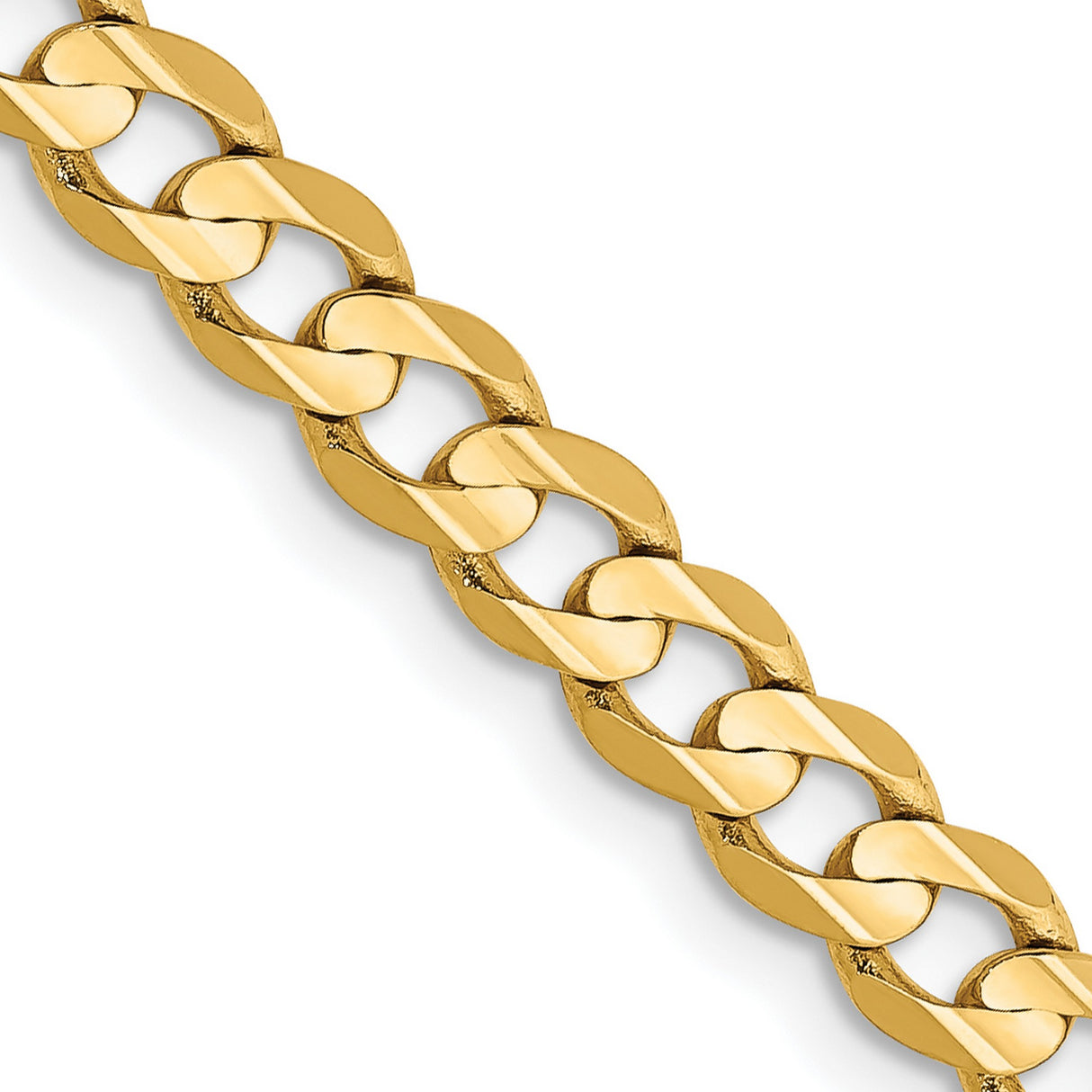 10K Yellow Gold 4.5 mm Curb Chain Necklace, Polished detail view