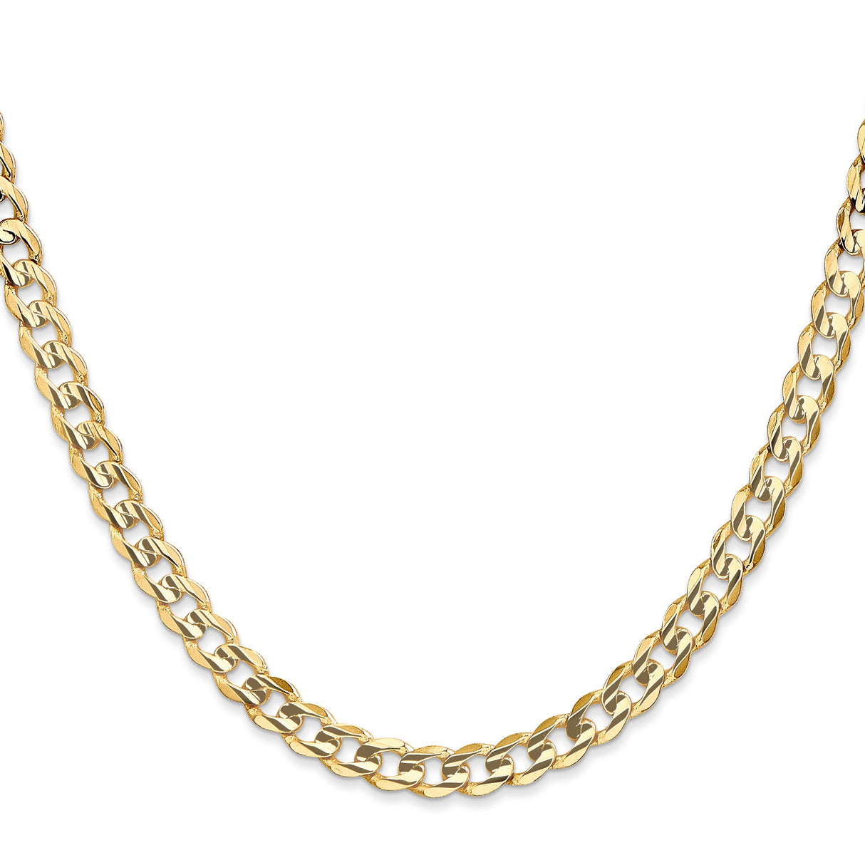 10K Yellow Gold 5.25 mm Curb Chain Necklace, Polished
