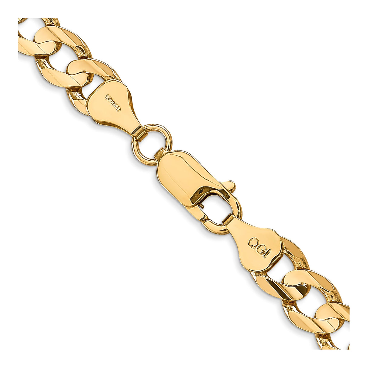 10K Yellow Gold 6.75 mm Curb Chain Necklace, Polished alternate angle