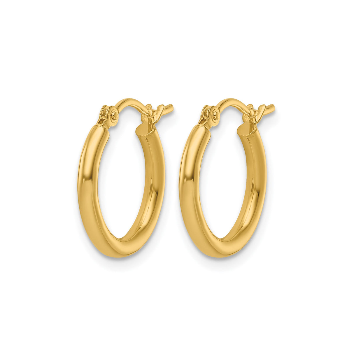 10k Yellow Gold Hoop Earrings, Classic Round Polished Hoops, Unisex Minimalist Jewelry