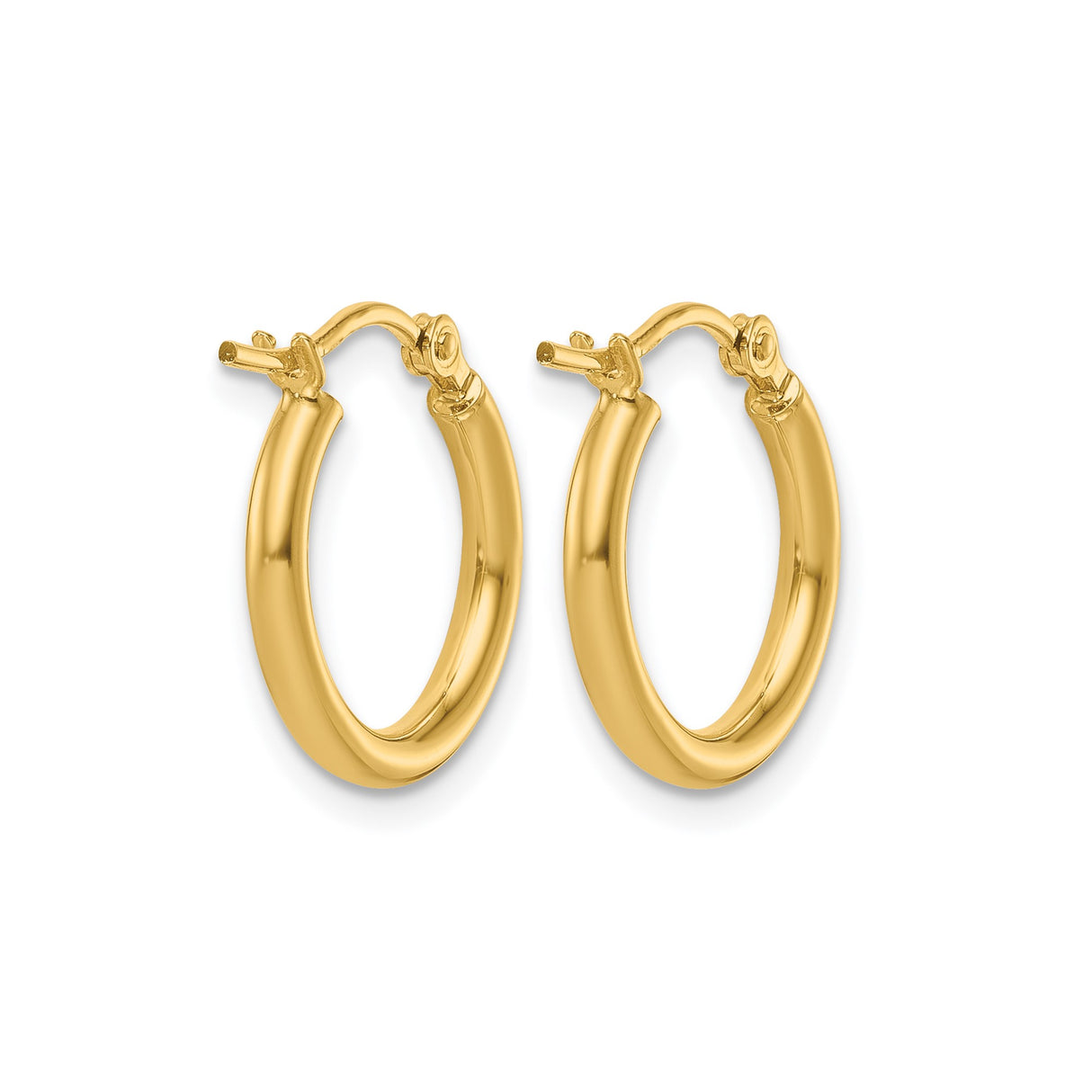 10k Yellow Gold Hoop Earrings, Classic Round Polished Hoops, Unisex Minimalist Jewelry