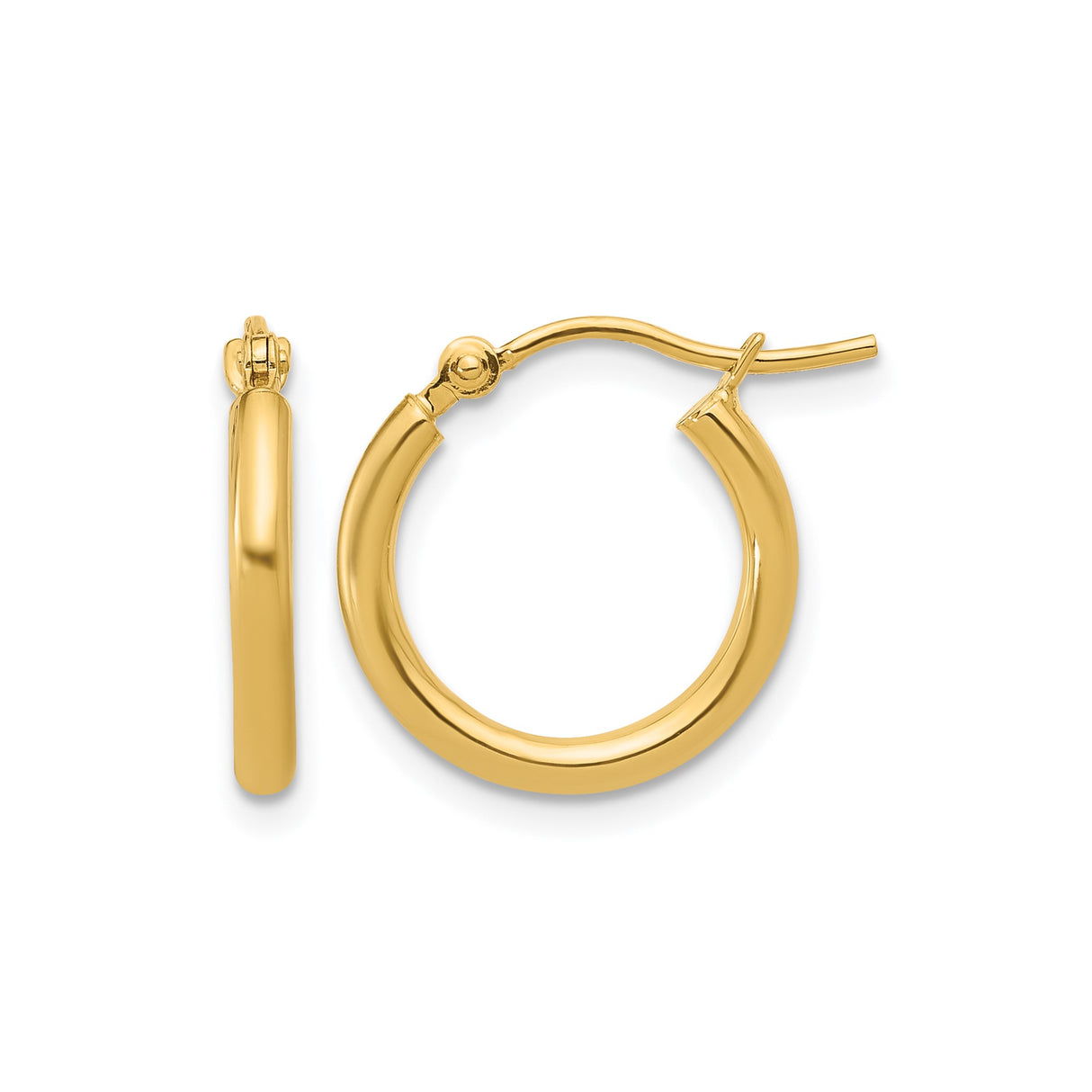 10k Yellow Gold Hoop Earrings, Classic Round Polished Hoops, Unisex Minimalist Jewelry