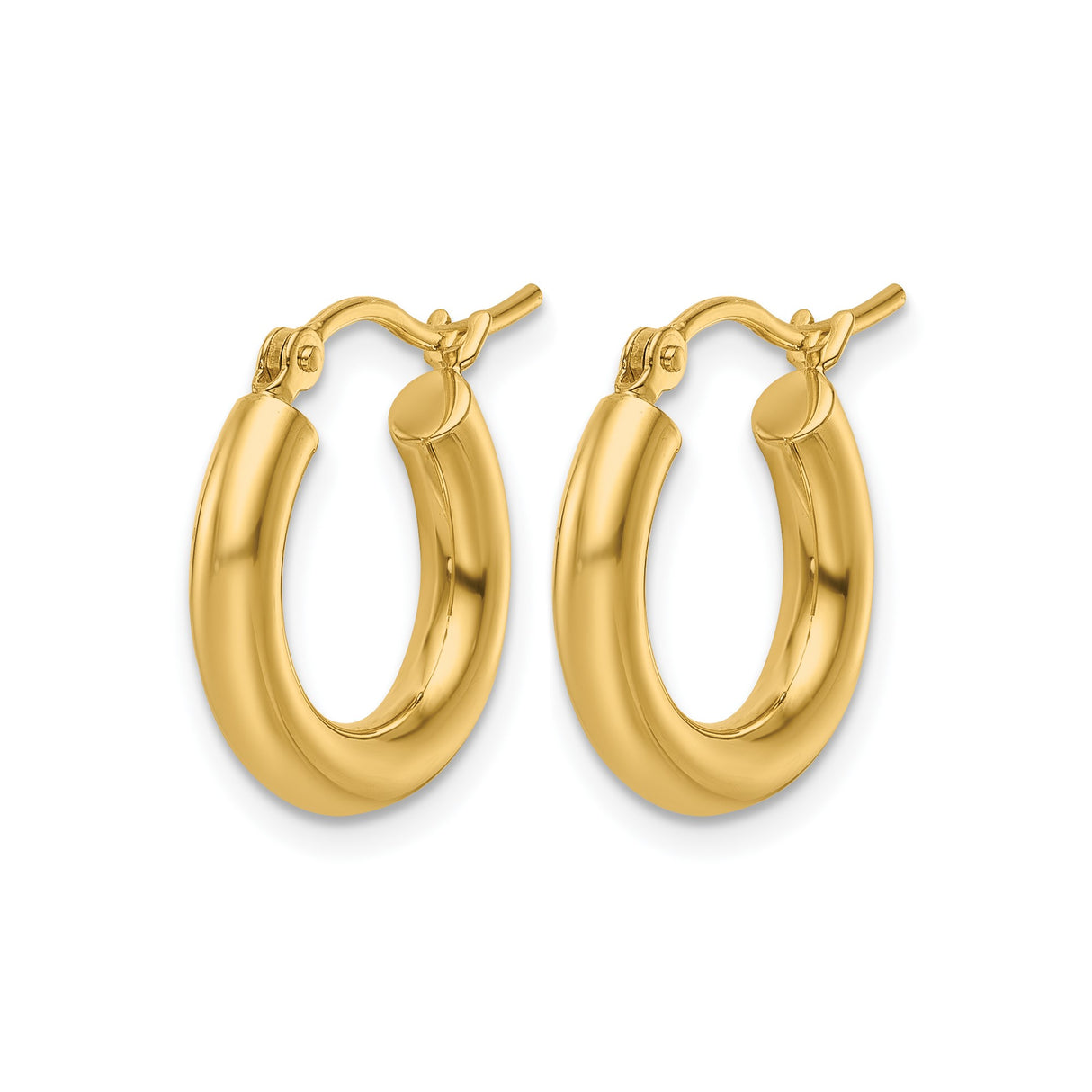 10k Yellow Gold Hoop Earrings, Smooth Polished Finish, Latch Back Closure, Lightweight Design