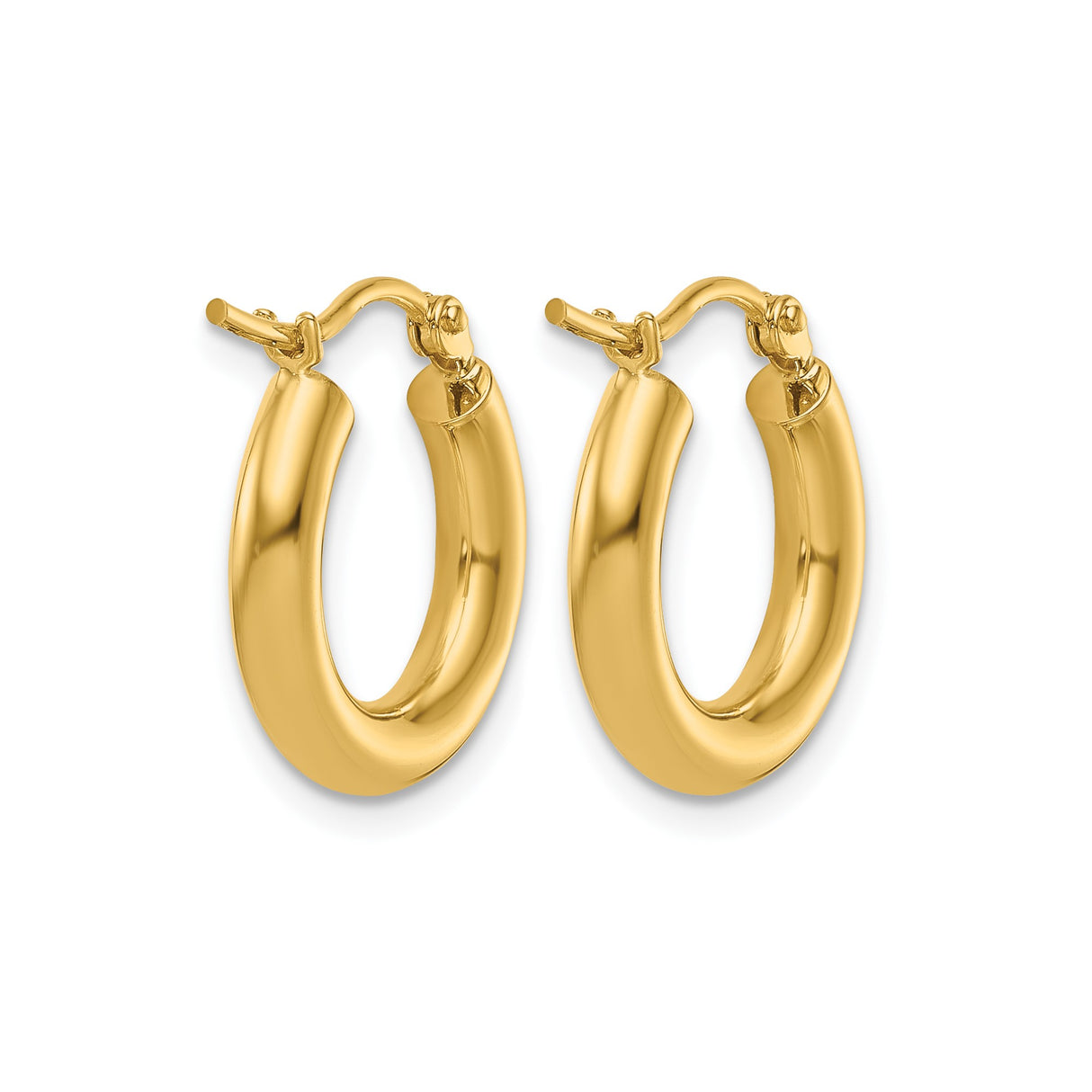 10k Yellow Gold Hoop Earrings, Smooth Polished Finish, Latch Back Closure, Lightweight Design