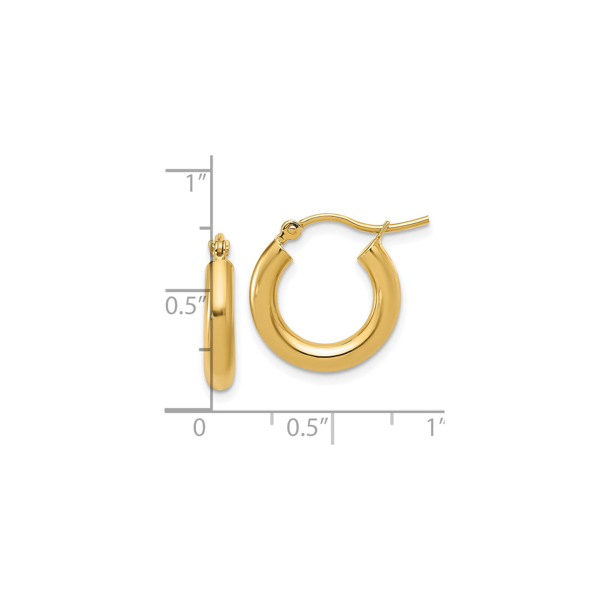 10k Yellow Gold Hoop Earrings, Smooth Polished Finish, Latch Back Closure, Lightweight Design