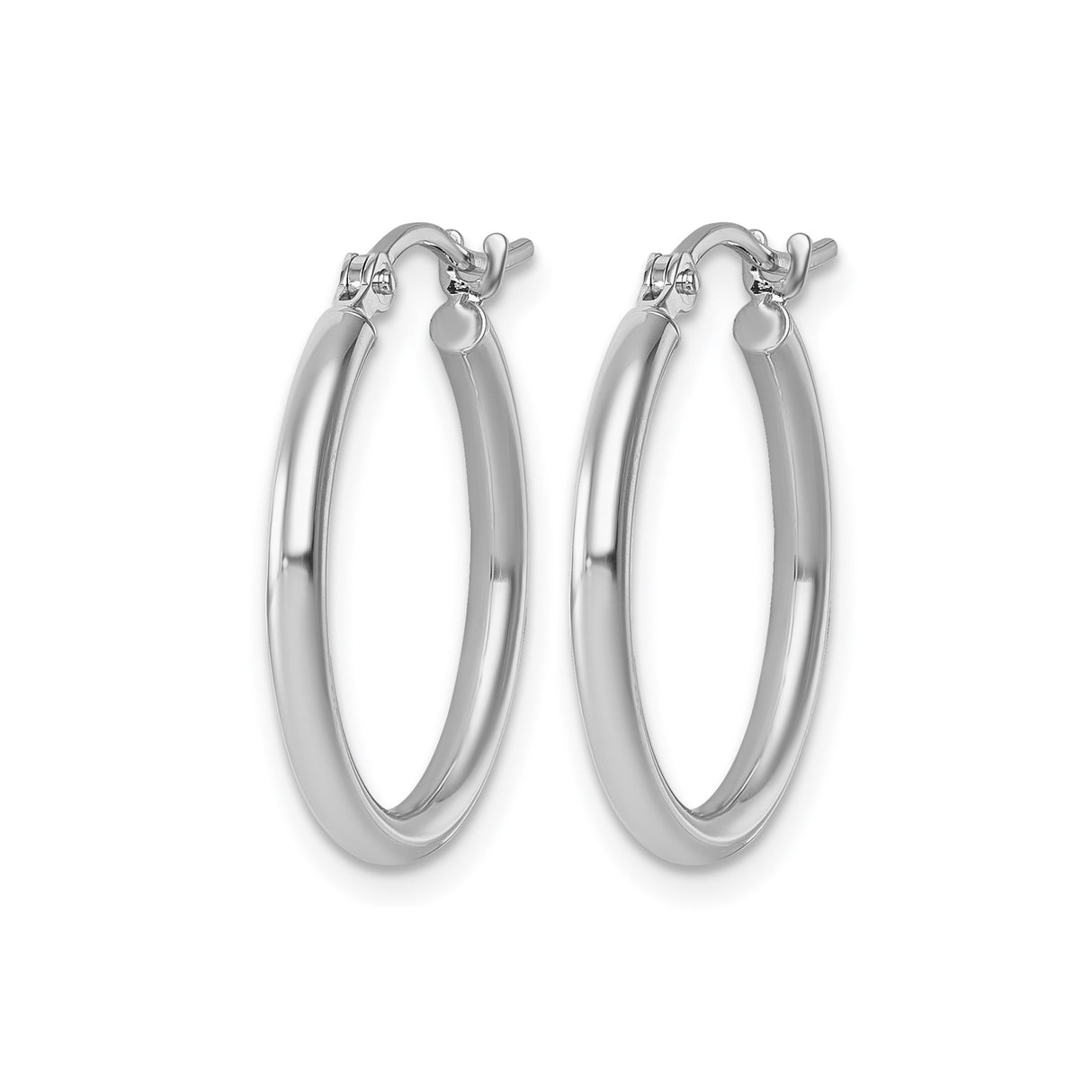 10k White Gold Hoop Earrings, Polished Finish, Snapback Closure, Minimalist Everyday Style