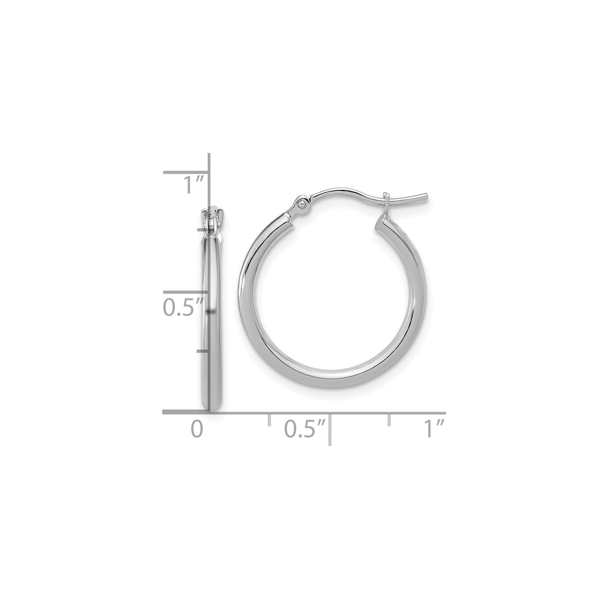 10k White Gold Hoop Earrings, Polished Finish, Snapback Closure, Minimalist Everyday Style