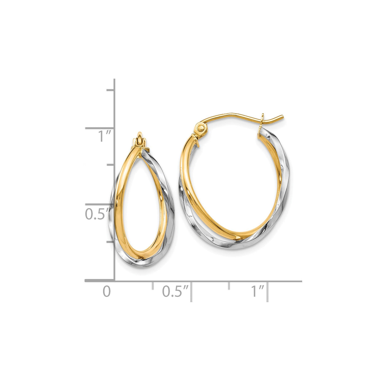 10k Two-Tone Yellow Gold Twisted Teardrop Hoop Earrings, Intertwined Design for Women