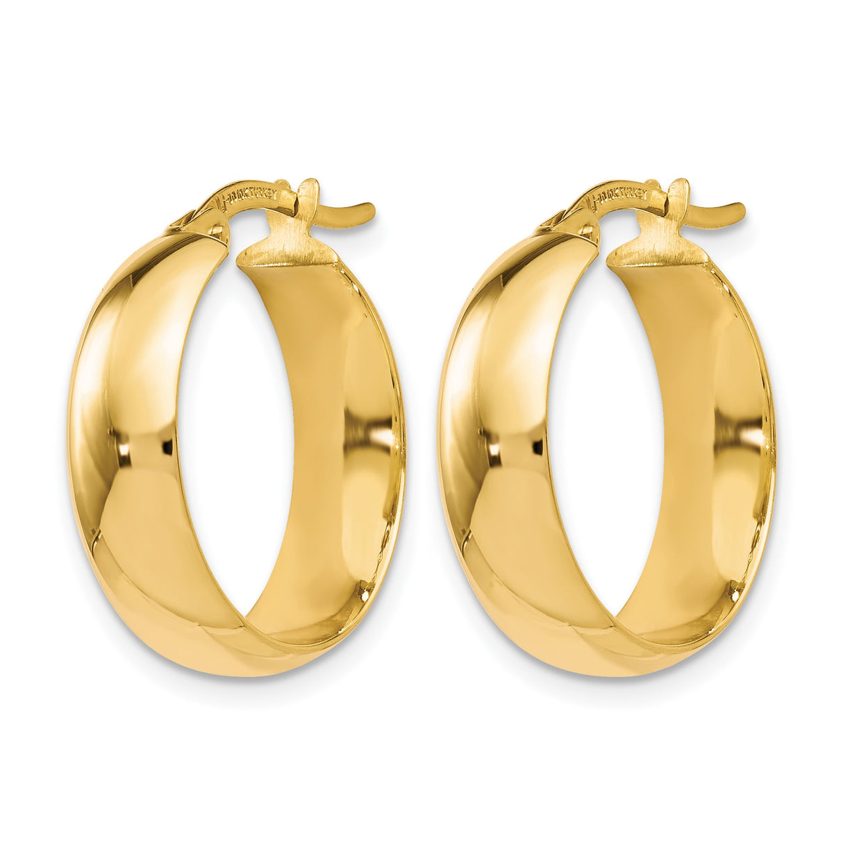 10k Yellow Gold Hoop Earrings, High-Polish Finish, Hinged Snap Back, Lightweight Classic Style