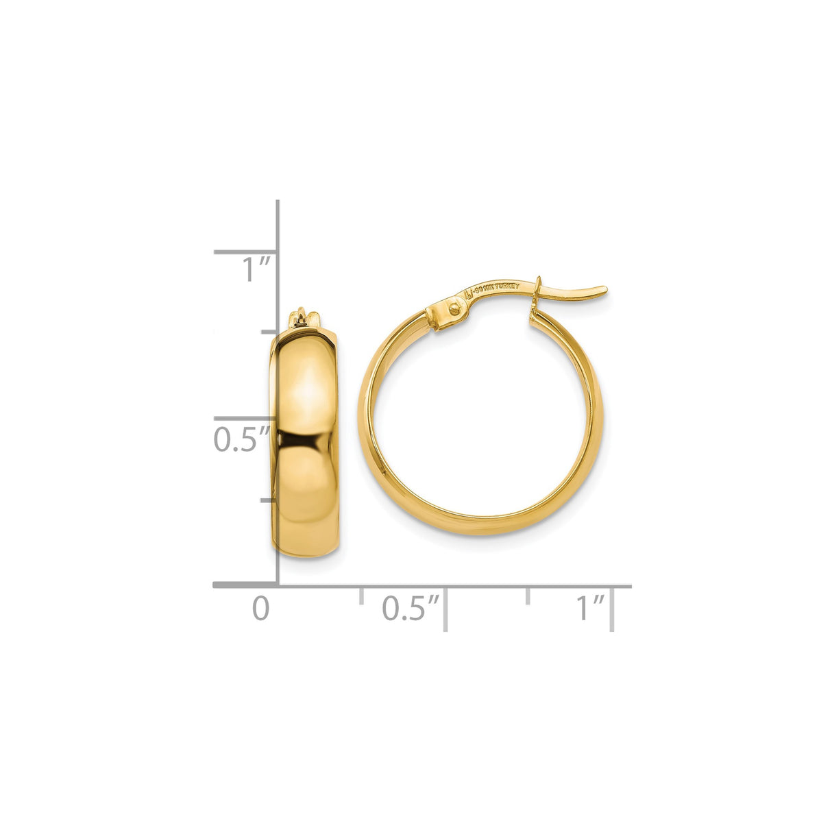 10k Yellow Gold Hoop Earrings, High-Polish Finish, Hinged Snap Back, Lightweight Classic Style