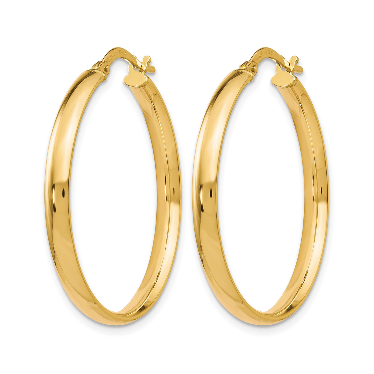 10k Yellow Gold Hoop Earrings, Classic Round Polished Finish, Lightweight Minimalist Design