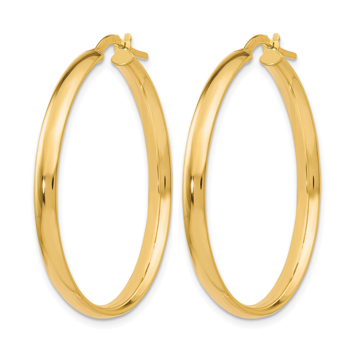 10k Yellow Gold Hoop Earrings, Italian Made Round Design with Polished Finish, Lightweight Jewelry