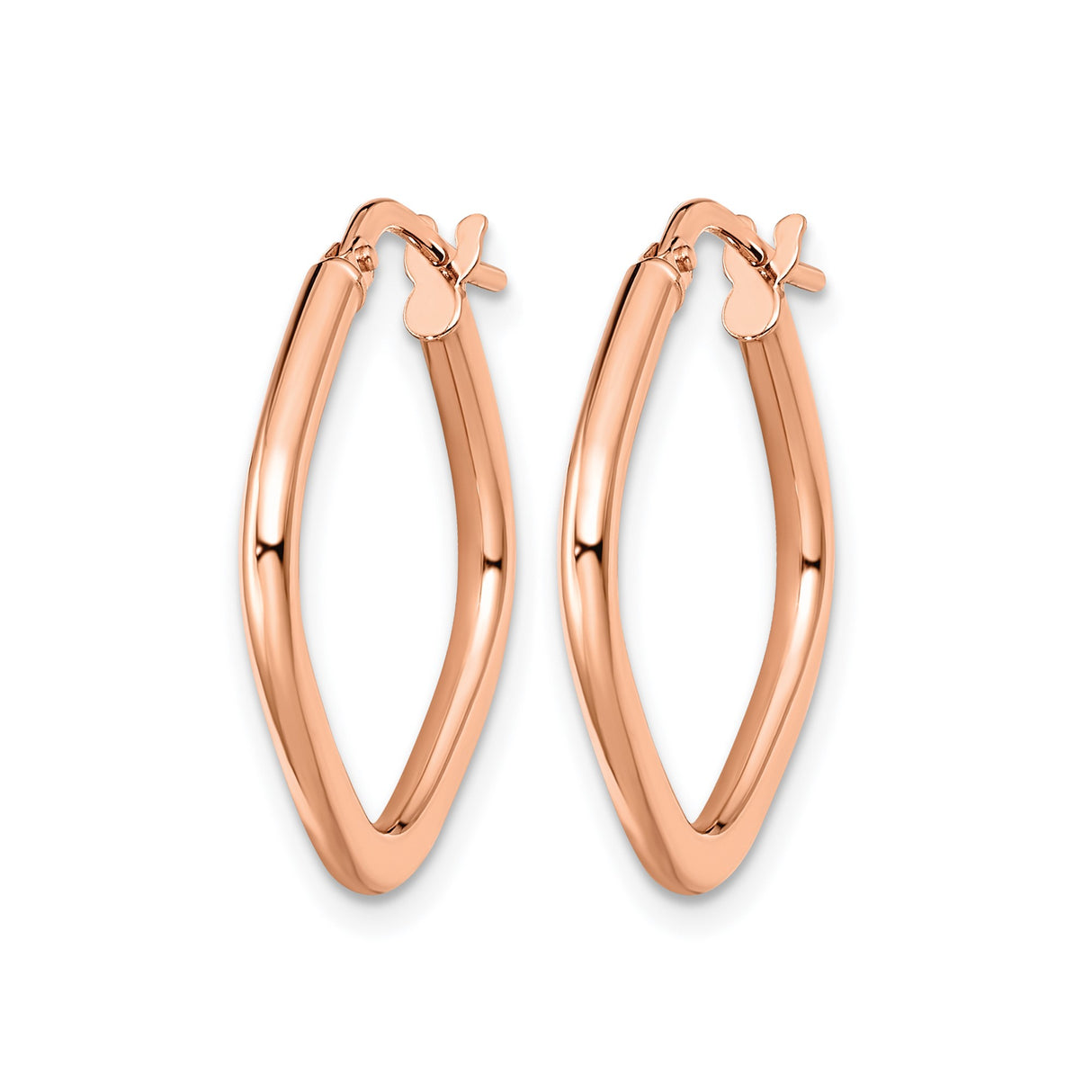 10k Rose Gold Twisted Square Hoop Earrings, Minimalist Modern Design for Women