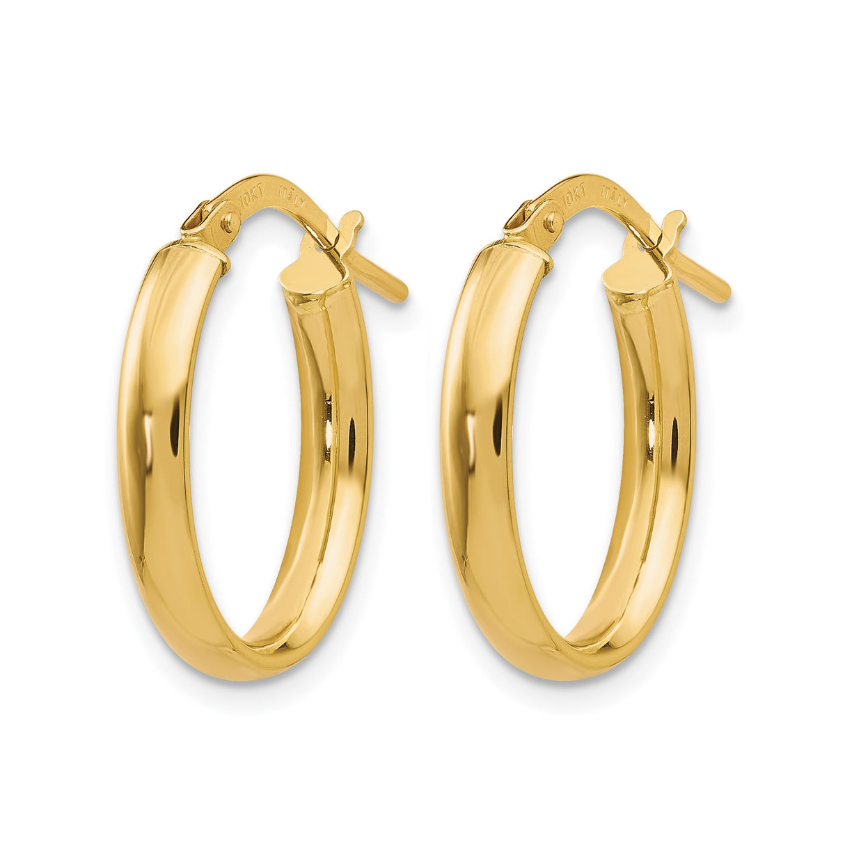 10k Yellow Gold Hoop Earrings, Classic High Polish Minimalist Style, Lightweight Latch Back Hoops
