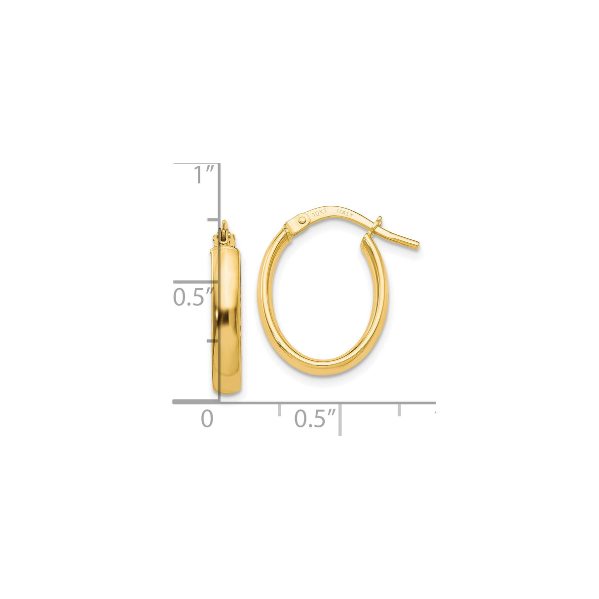 10k Yellow Gold Hoop Earrings, Classic High Polish Minimalist Style, Lightweight Latch Back Hoops