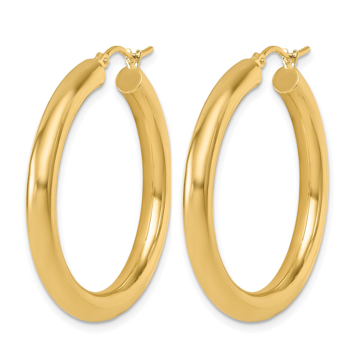 10k Yellow Gold Hoop Earrings, Lightweight Polished Classic Style with Hinged Closure