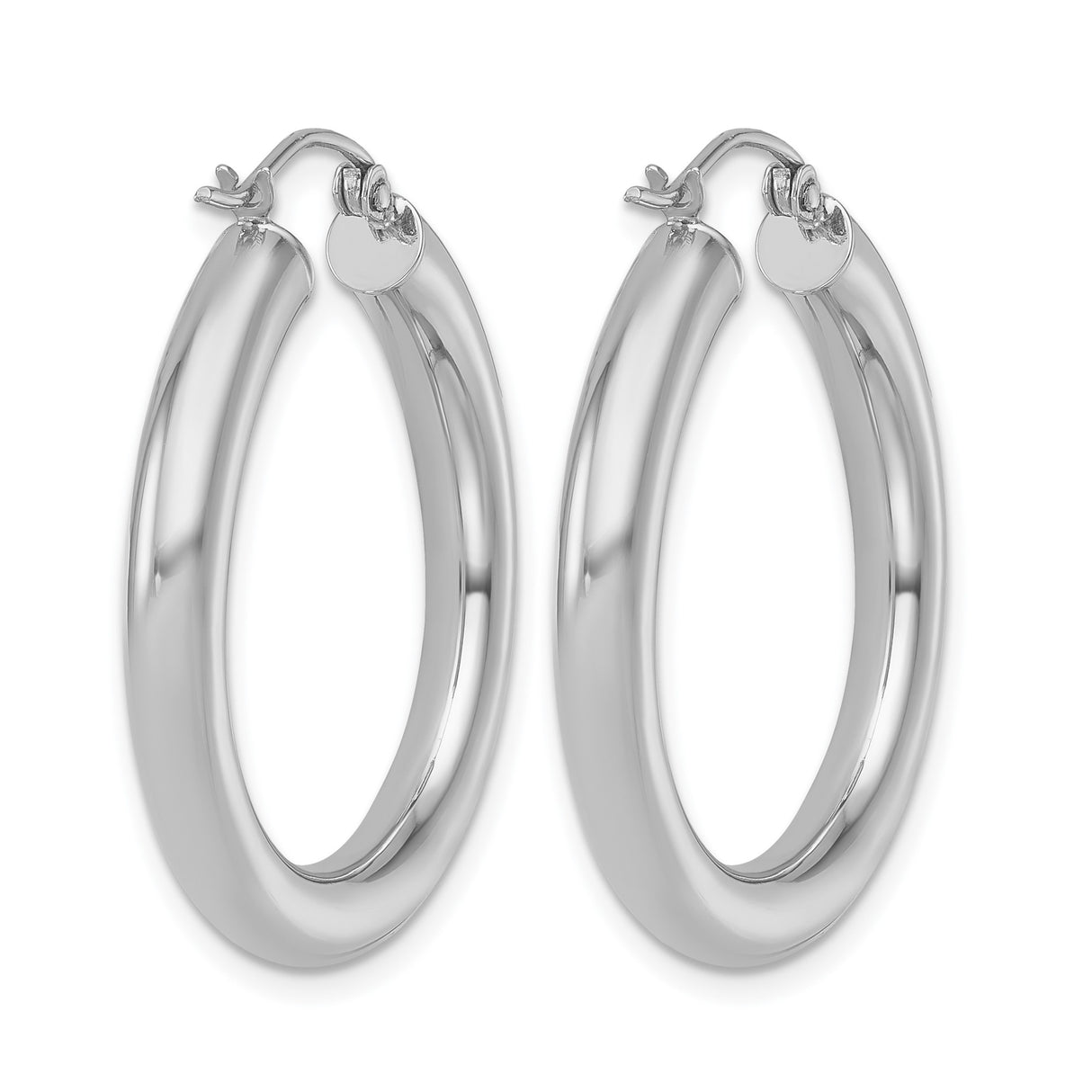 10k White Gold Hoop Earrings, Classic Polished Finish, Medium Lightweight Style for Women