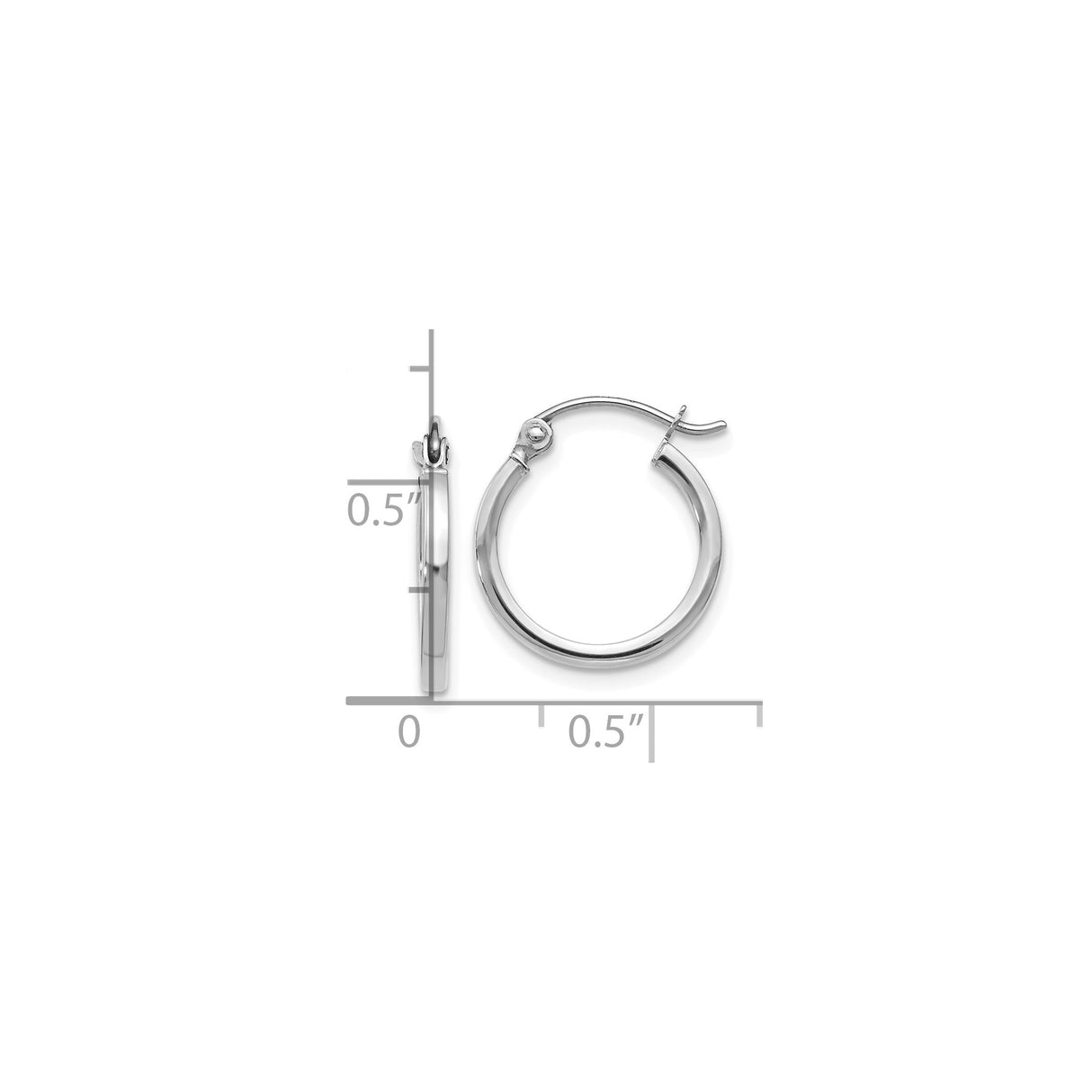 10k White Gold Hoop Earrings, Lightweight Polished Thin Round Hoops for Women