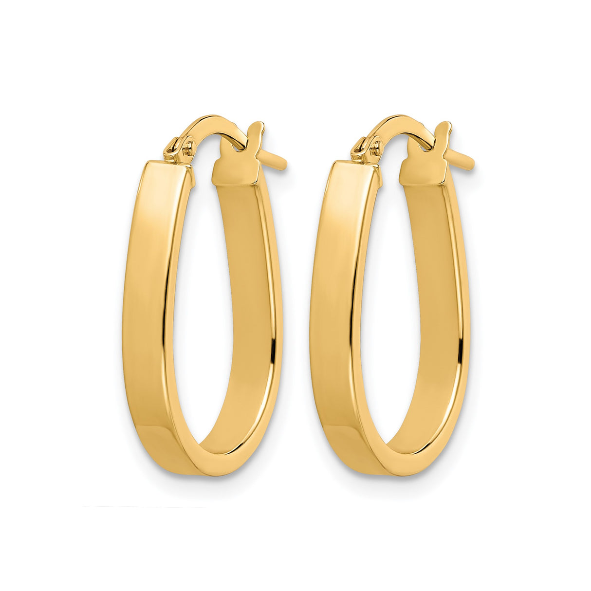 10k Yellow Gold Teardrop Hoop Earrings, Elongated Oval Lightweight Design for Women