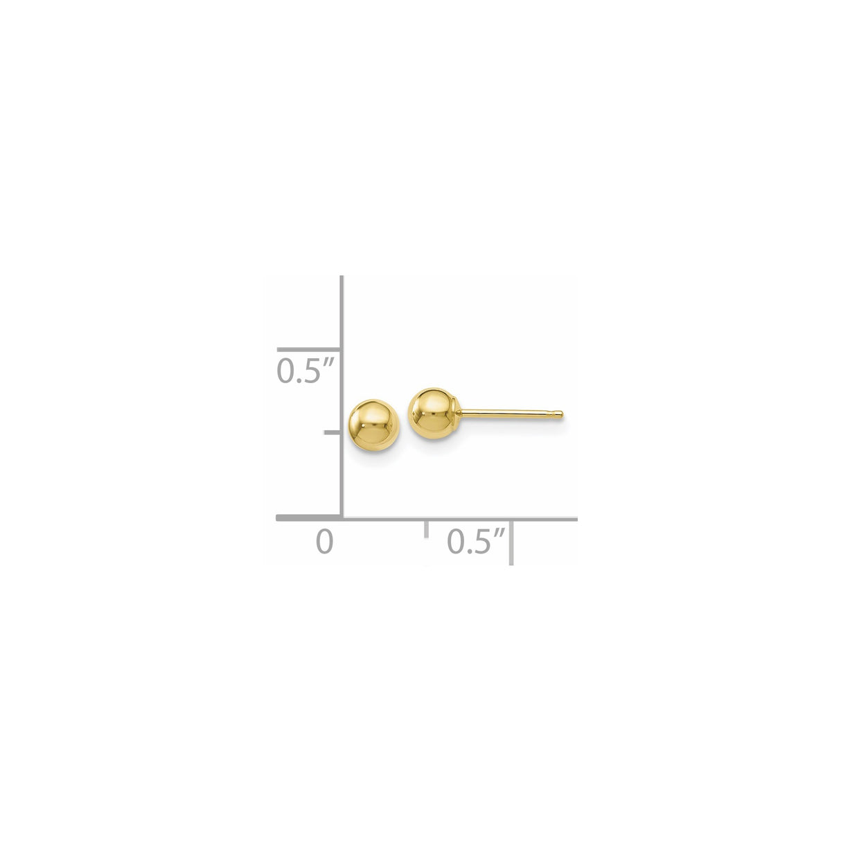 10k Yellow Gold Ball Stud Earrings, Classic Polished Round Minimalist Design for Women